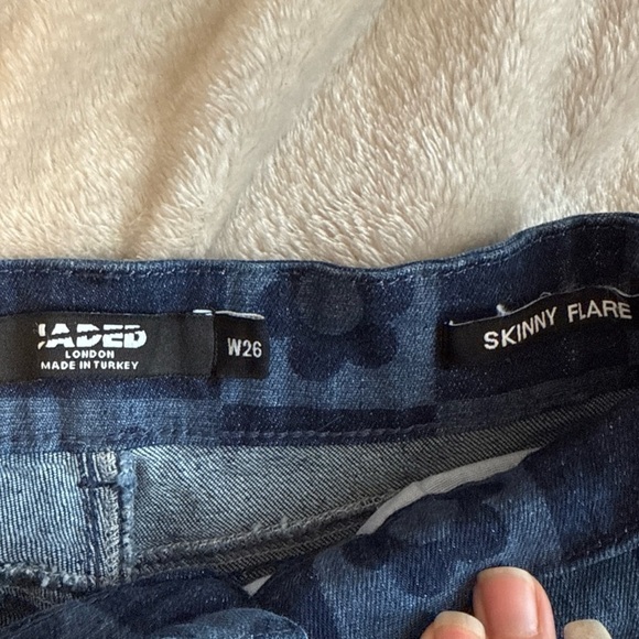 Jaded London Skinny Flare Retro Checkerboard Jeans Size 26 And Denim Top Size 4 - Picture 7 of 16